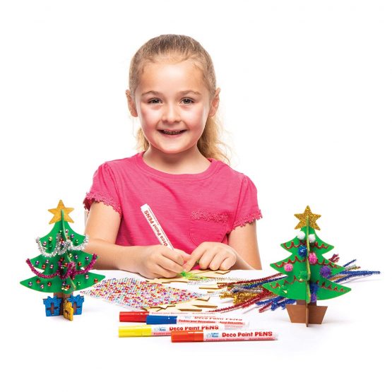 Baker Ross AW983 Wooden 3D Christmas Trees Kit, Festive Arts and Crafts (Pack of 5), Assorted - Image 3