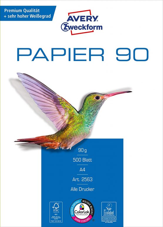 Avery Zweckform 2563 Paper White A4 Blank Woodfree 90 g Premium Quality for Inkjet Laser Photocopier Correspondence Colour Printing 500 Sheets - Image 2