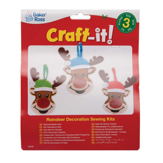 Baker Ross AT181 Reindeer Decoration Sewing Kits-Pack of 3, Christmas Arts and Crafts, Assorted - Image 4