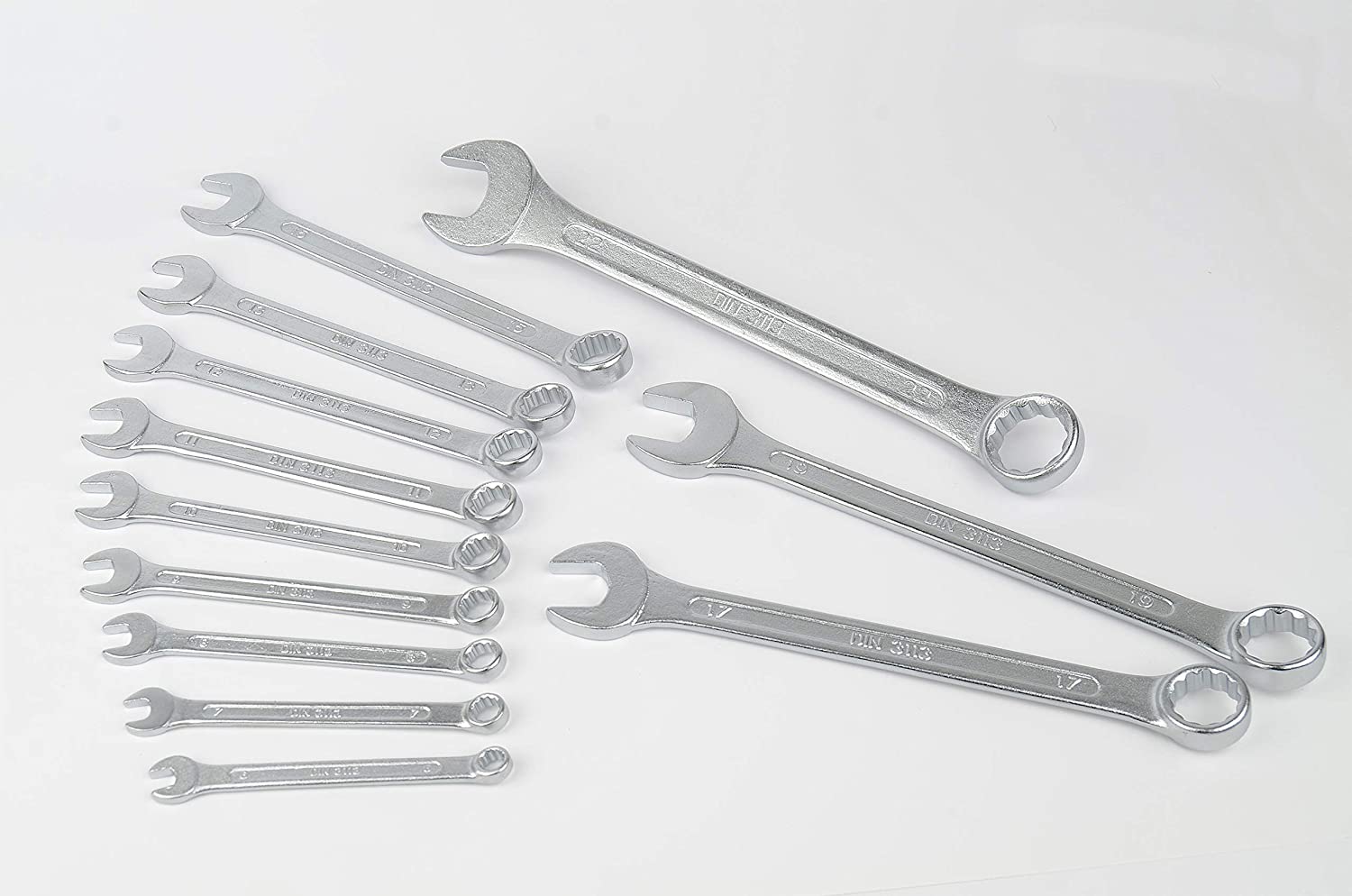 Brüder Mannesmann Wrench set, 12-piece, DIN 3113, chrome vanadium steel, 6-22 mm, Black / Silver - Image 3