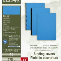 Exacompta Forever Recycled Rigid Presentation Covers, A4, Leather Grain Effect - Blue, Pack of 100