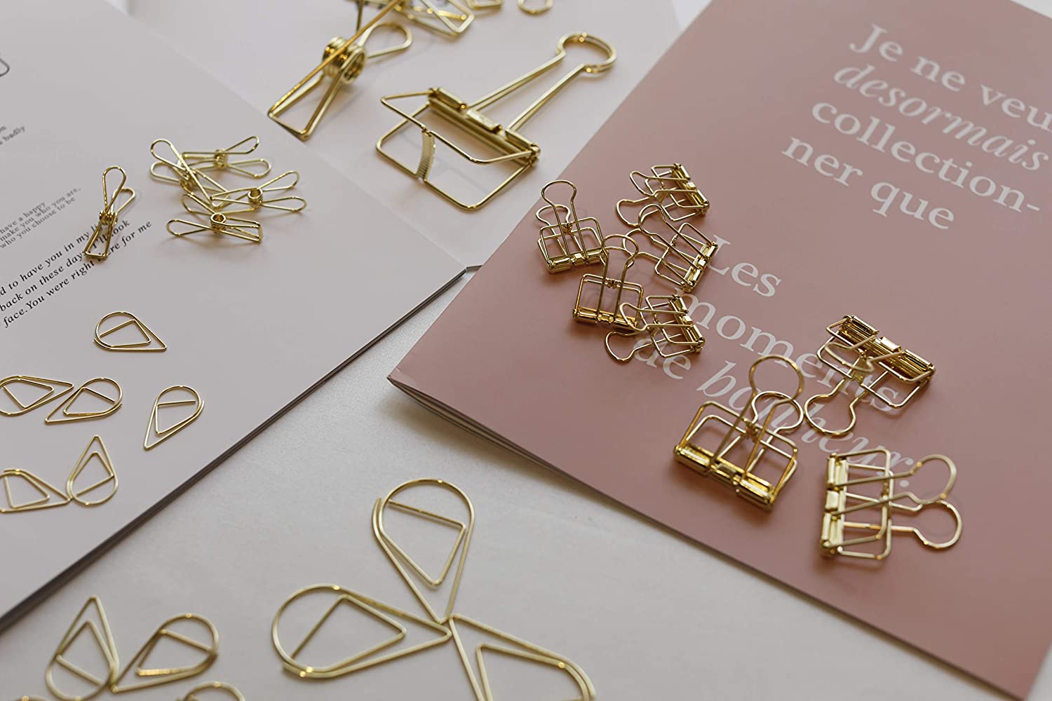 Draymond Story 9 Pcs Binder Clips, 9 Pcs Skeleton Clips, 18 Pcs Paper Clips, Mix Size Yellow Gold with Plastic Storage Case - Image 3