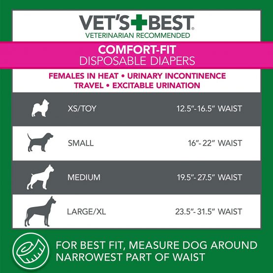 Vet's Best Comfort Fit Dog Diapers | Disposable Female Dog Diapers | Absorbent with Leak Proof Fit | Small 12pk - Image 2