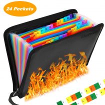 Fireproof File Organiser, Expanding File Folder Fireproof and Waterproof Document Bag with Fire Resistant Zipper, Portable Files Organisers A4 for Bills and Valuables Storage Protection(13 Pockets)