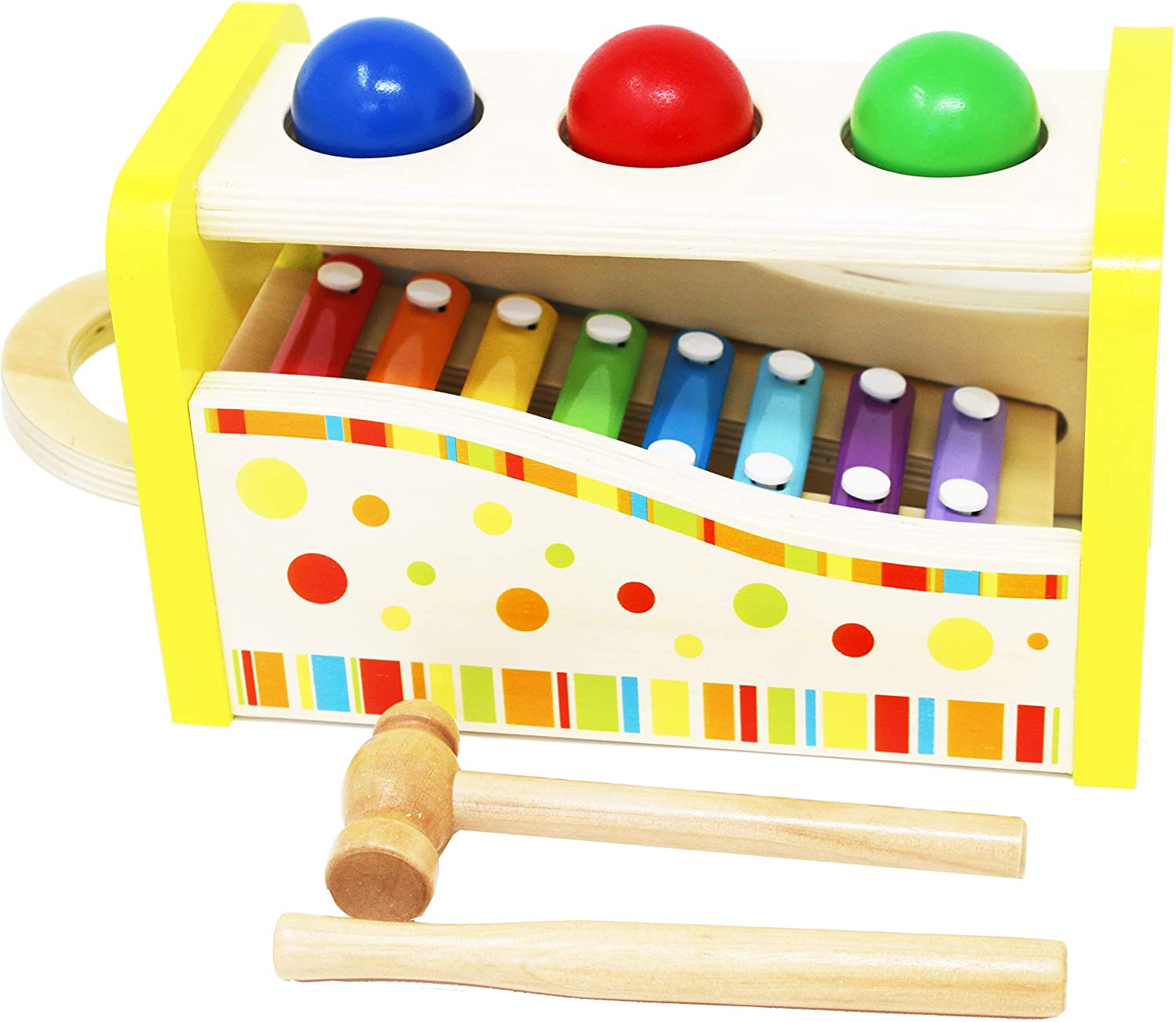 TOWO Wooden Hammer Ball and Xylophone Set