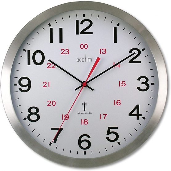 Acctim 74457 Century Radio Controlled Wall Clock, Aluminium, white