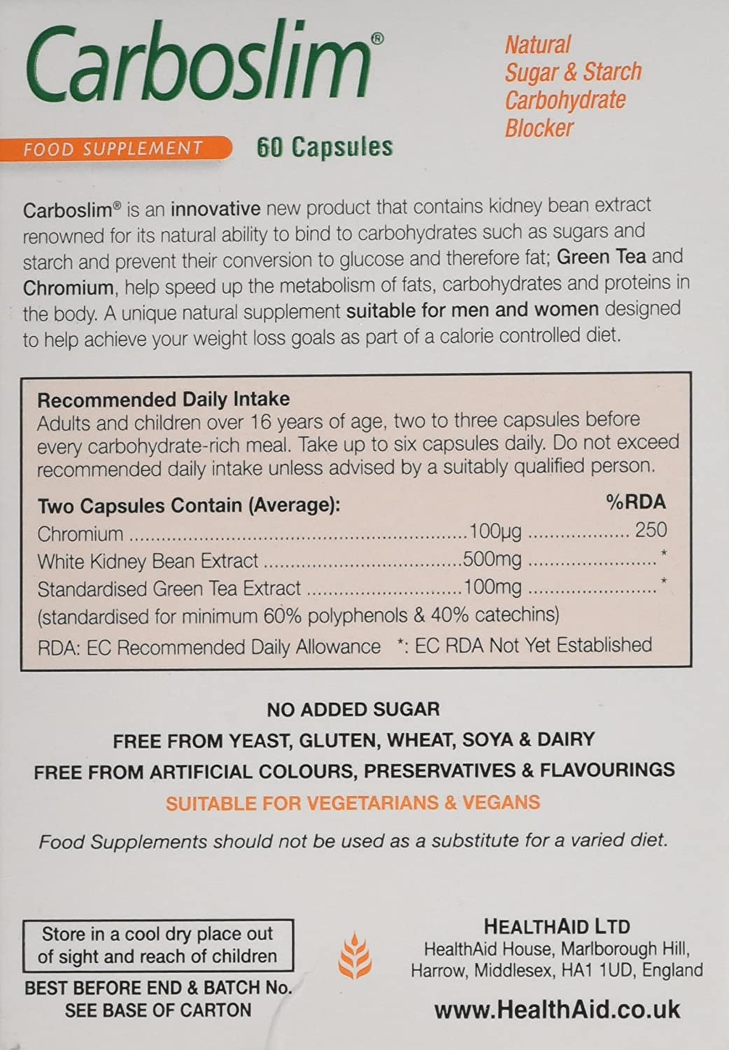 HealthAid Carboslim Phase 2-60 Capsules, 60 count (Pack of 1) - Image 2
