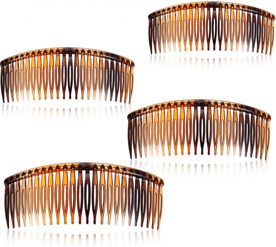 4 Packs Tort Slide Comb Tortoise Shell Side Comb Plain Hair Comb Large Tort Hair Combs Slides 12.5 cm Hair Side Comb Set