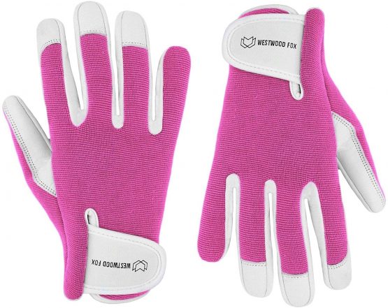 Ladies/Mens Leather Gardening Gloves Thorn Proof Garden work gloves (Large, Pink) - Image 2