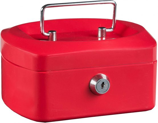 Idena 50026 Cash Box 6 Inches Size 155 x 120 x 90 mm Red