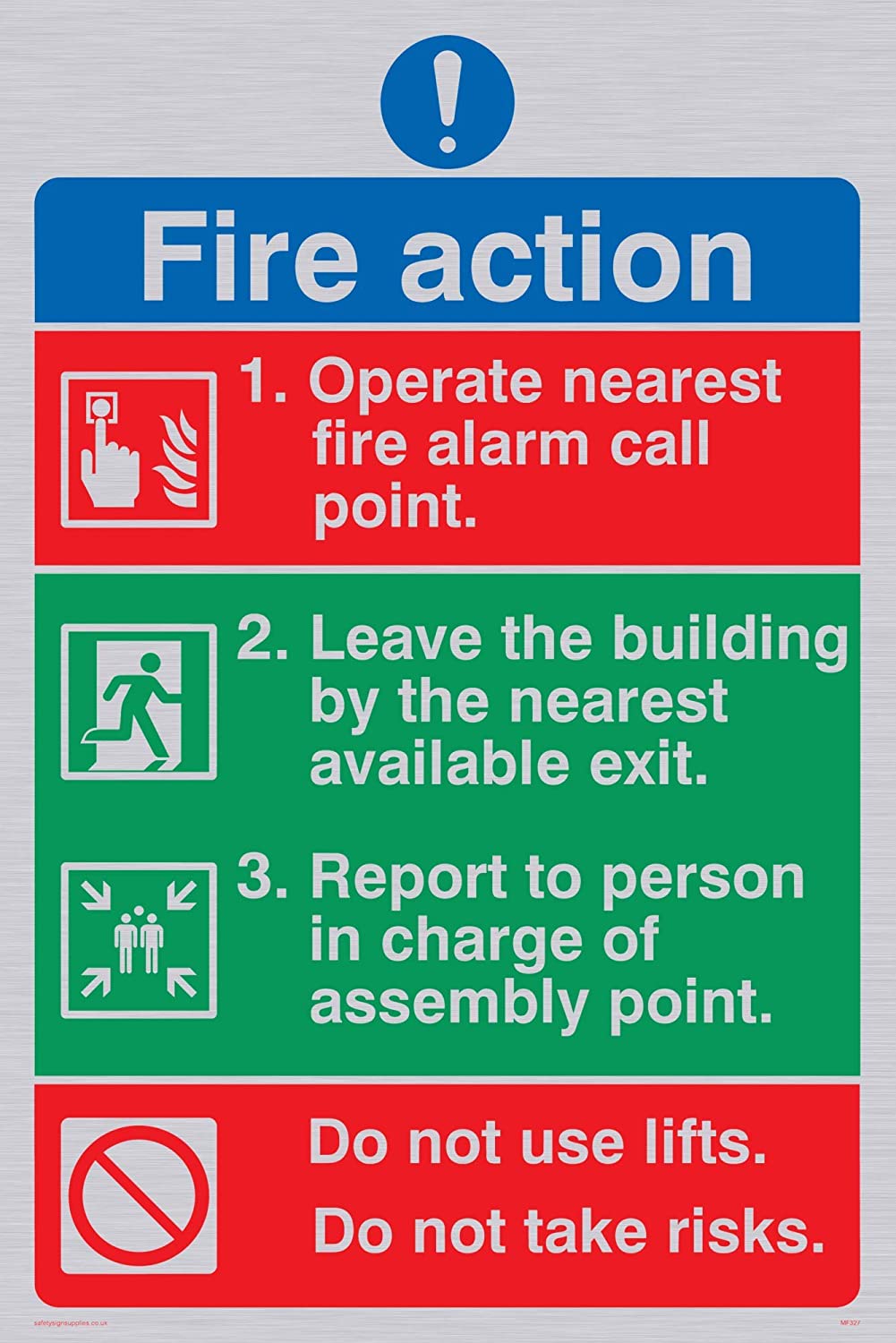 Working Fire Sign Viking Signs MF327-A4P-S Pictorial Fire Action Sign, Plastic, Rigid ...