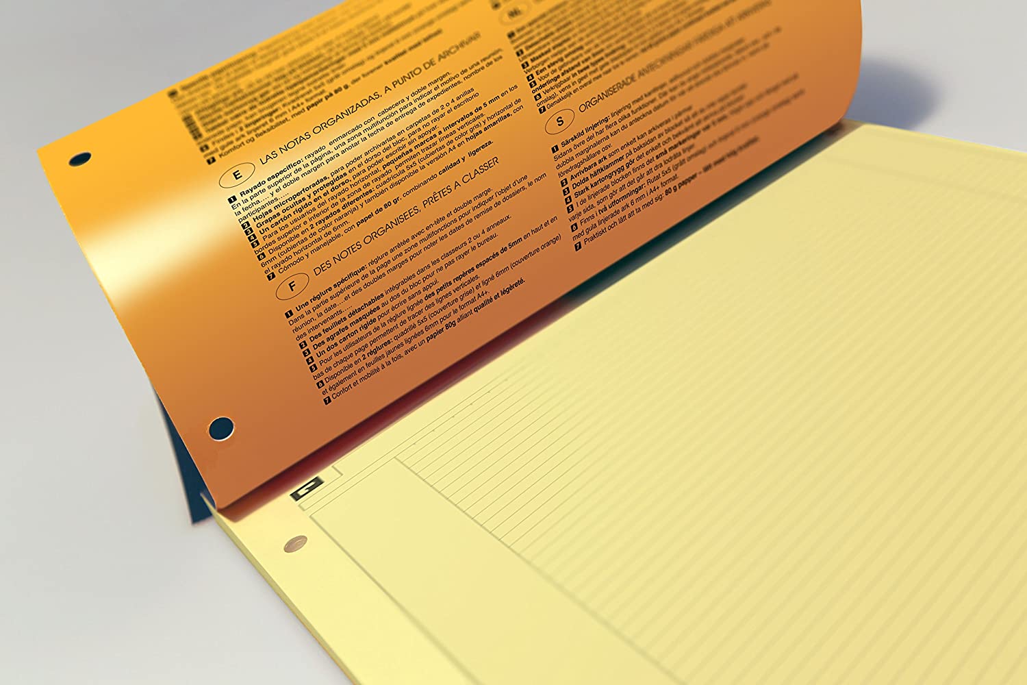 Oxford International Notepad 160 Pages A4 Pad + Punch Holes Lined Ligné Jaune, Yellow - Image 4