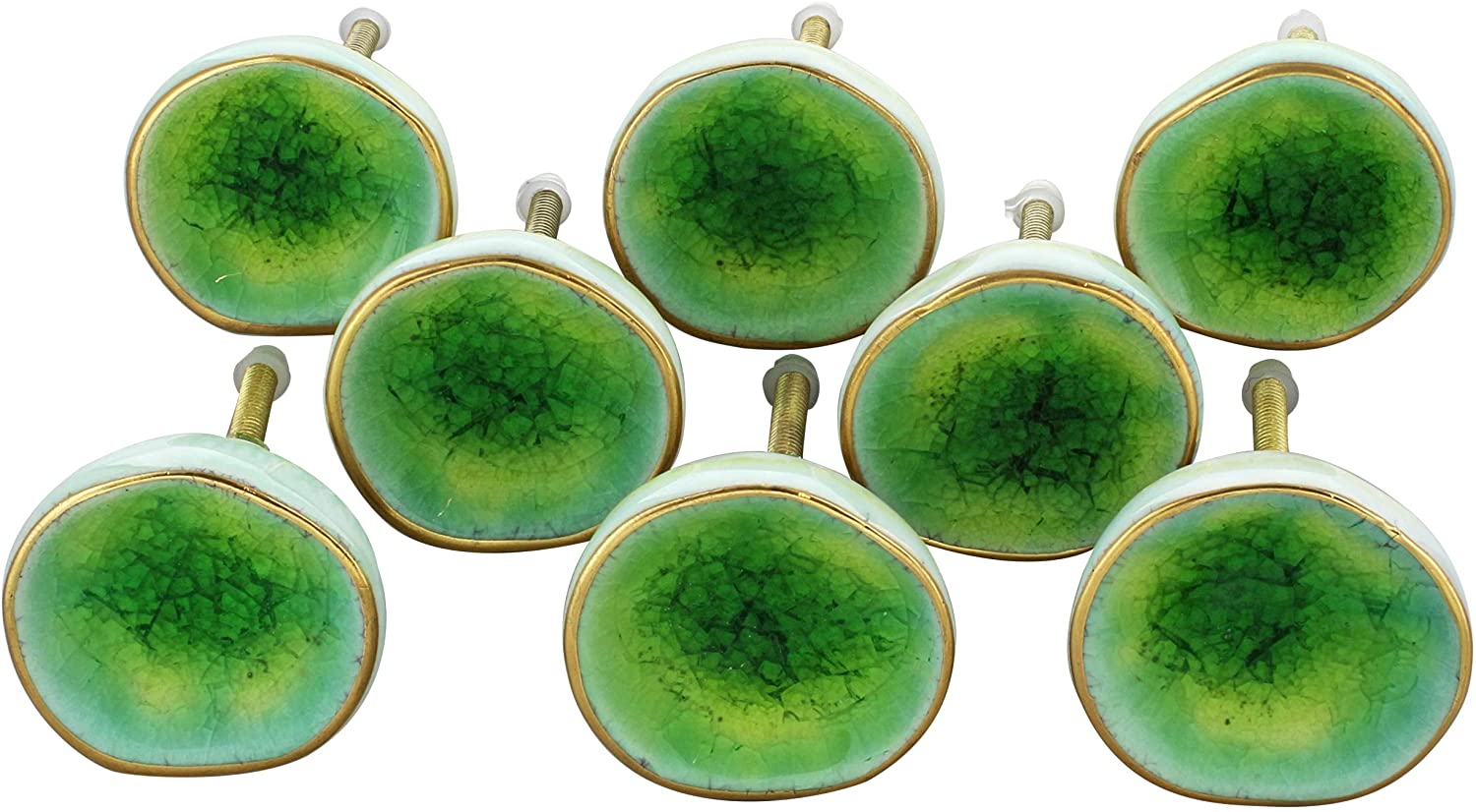 G Decor Sea Light Green Rhodes Ceramic Door Knobs Vintage Shabby Chic Cupboard Drawer Pull Handles, 4.2 cm x 4 cm