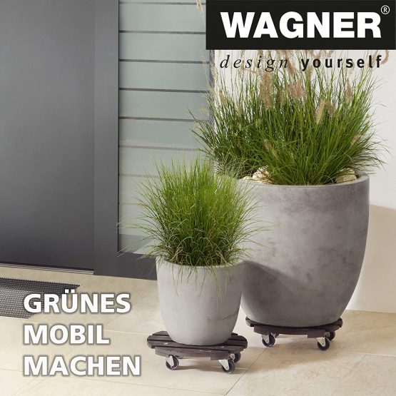 WAGNER Plant trolley WPC Ø 29 x 7 cm I Plant & Flower trolley for indoor + outdoor use I Container trolley made of FSC® wood plastic composite, taupe I 2 breaks I Load capacity 100 kg - 20053601 - Image 2