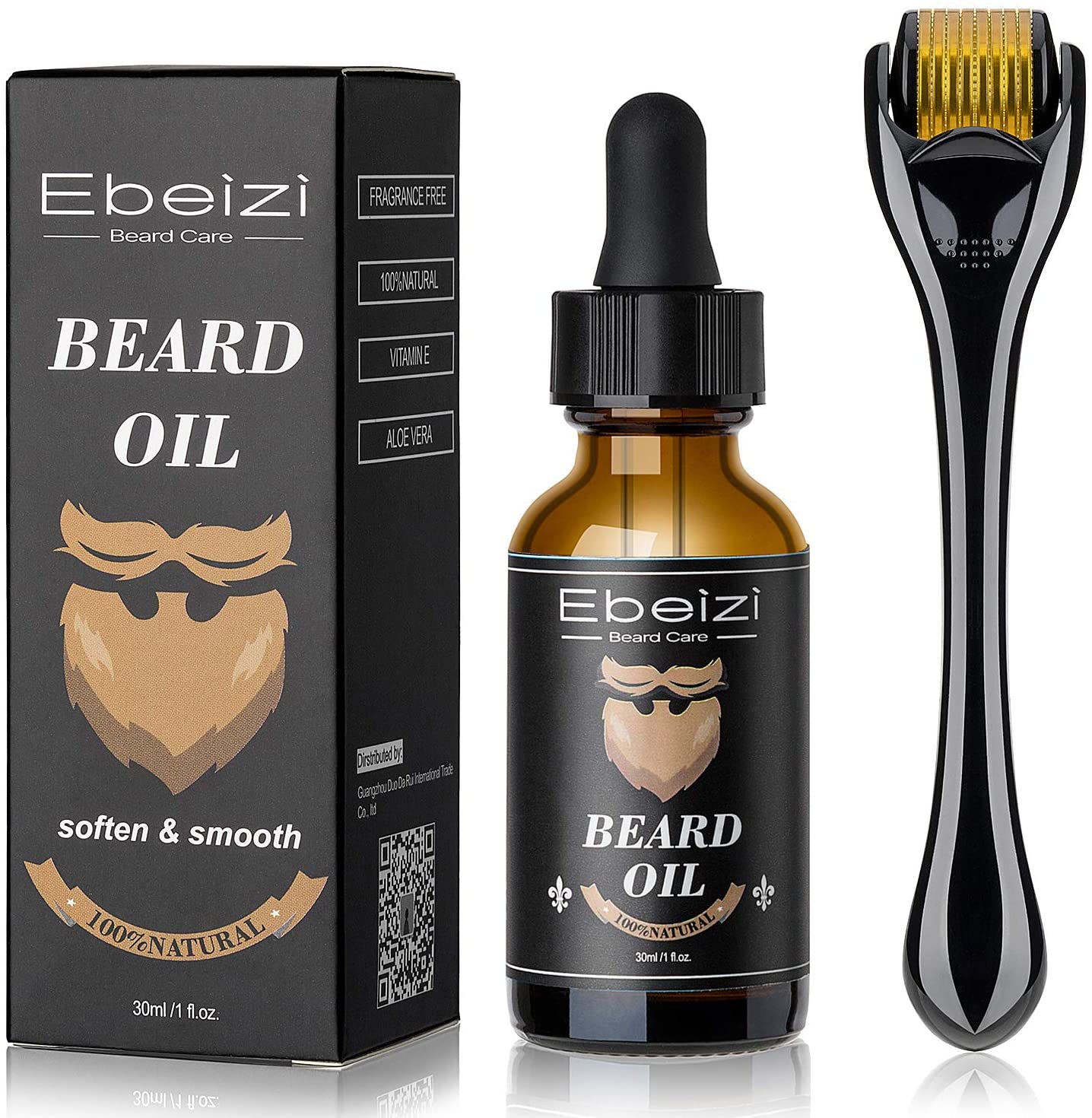 Ebeizi Beard Growth Kit, Beard Growth Oil Activator Serum, Beard Roller for Men, Derma Roller