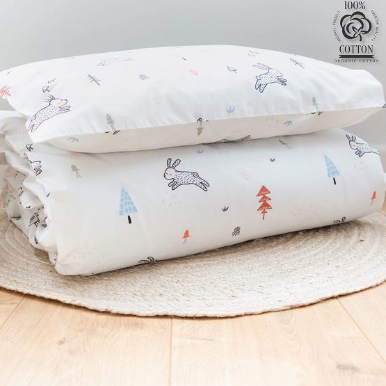 100% Organic Cotton Luxury Kids | Toddler Cot Bed Duvet Cover and Pillow Case Bedding Set 120x150 Woodland Design by littlefeifei - Image 3