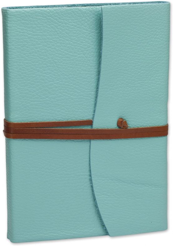 Capri Large Leather Journal, Writing Notebook, Including Gift Box, A5 (15x21 cm) Aqua - Image 2