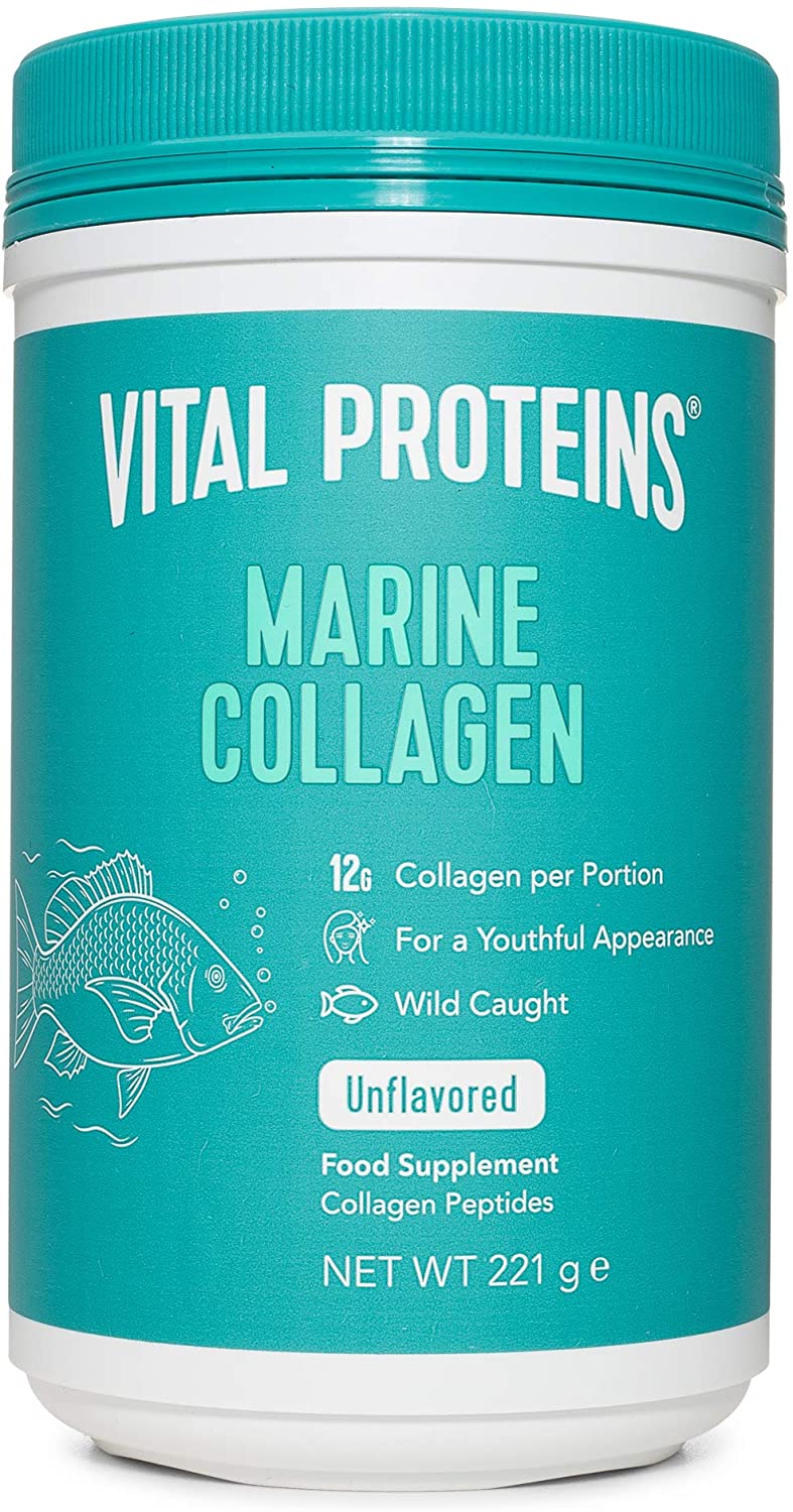 Vital Proteins Marine Collagen Peptides Powder Supplement - Hydrolyzed Collagen - 221g Canister, Red, 221 g (Pack of 1)