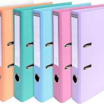 Exacompta Prem'Touch PVC Lever Arch Files, A4, 50 mm Spine, 2 Rings - Assorted Pastel colours, Pack of 10