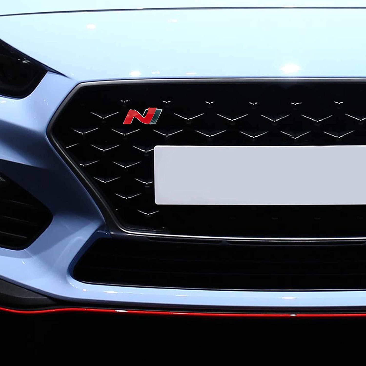 P043 3M 2080 Car Wrap Film, Emblem Overlays for N Model Radiator Front Grilles Set of 2 Stickers, Car Styling Set V1, Red