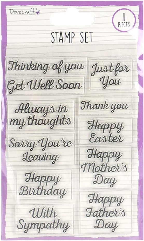Dovecraft DCBS186 Clear Set-General Occasion Sentiments-11 Thoughtful Phrases-for Card Making, Stamping, Embossing, DIY, Papercraft, Home Décor & Scrapbooking, One Size