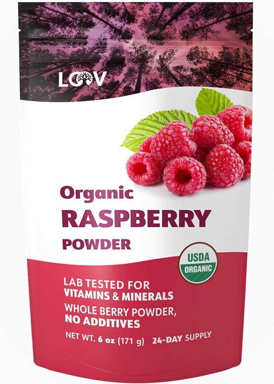 LOOV Organic Raspberry Powder, Made from 100% Whole Raspberries, Powdered Freeze Dried Raspberries, 171 g, Raw, Grown in Europe, 24-Day Supply, No Added Sugar