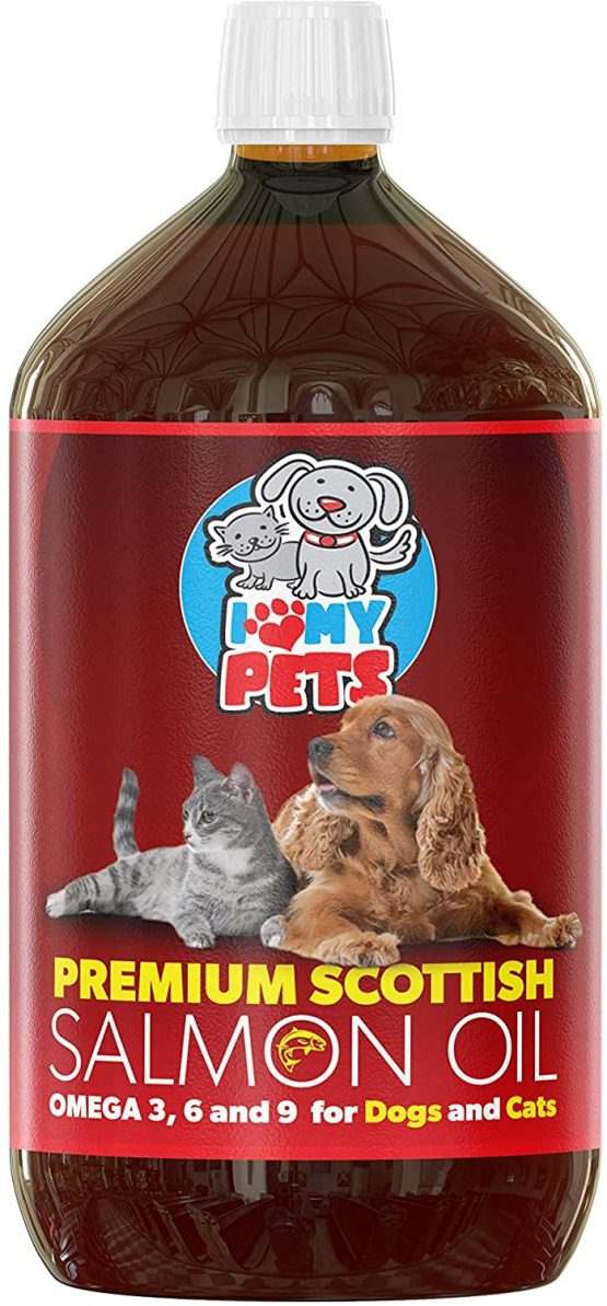 i love my pets SCOTTISH SALMON OIL 1 Litre For Dogs, Cats and Other Animals - 100% Natural Salmon Oil With Omega 3 & 6 - Helps Promote Healthy Skin, Coat, Joints and Brain Function.