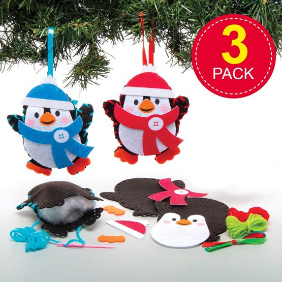 Baker Ross AT238 Penguin Decoration Sewing Kits, Christmas Arts and Crafts (Pack of 3), Assorted - Image 2