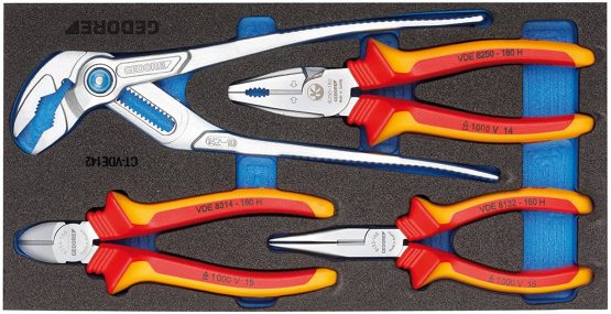 Gedore VDE Pliers Set in 1/3 ct Module, 1500 CT1 VDE 142