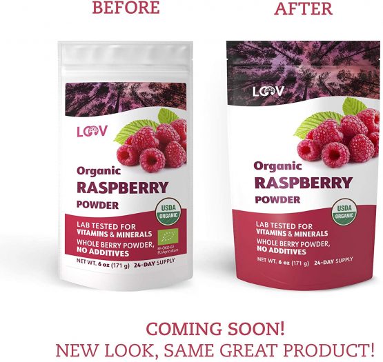 LOOV Organic Raspberry Powder, Made from 100% Whole Raspberries, Powdered Freeze Dried Raspberries, 171 g, Raw, Grown in Europe, 24-Day Supply, No Added Sugar - Image 3