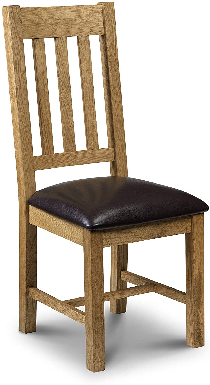 Julian Bowen Astoria Set of 2 Dining Chairs, Oak/Brown, Waxed Oak and Brown, Height: 105, Width: 45, Depth: 53cm