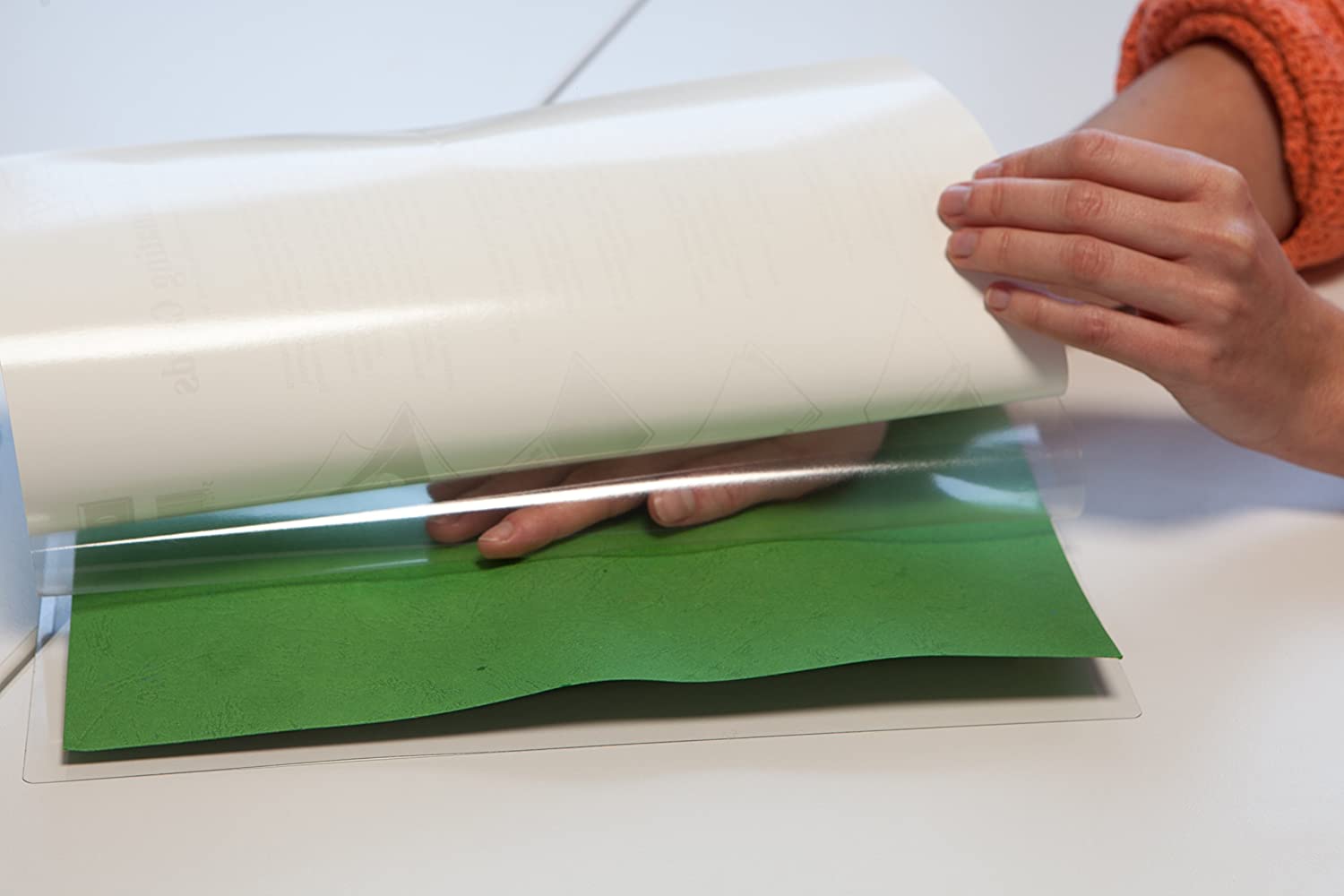10-110951 A4 Transparent Cold Laminating Sheets for Machine Free Laminating - Bag of 10-110951, Transparent/Green - Image 4