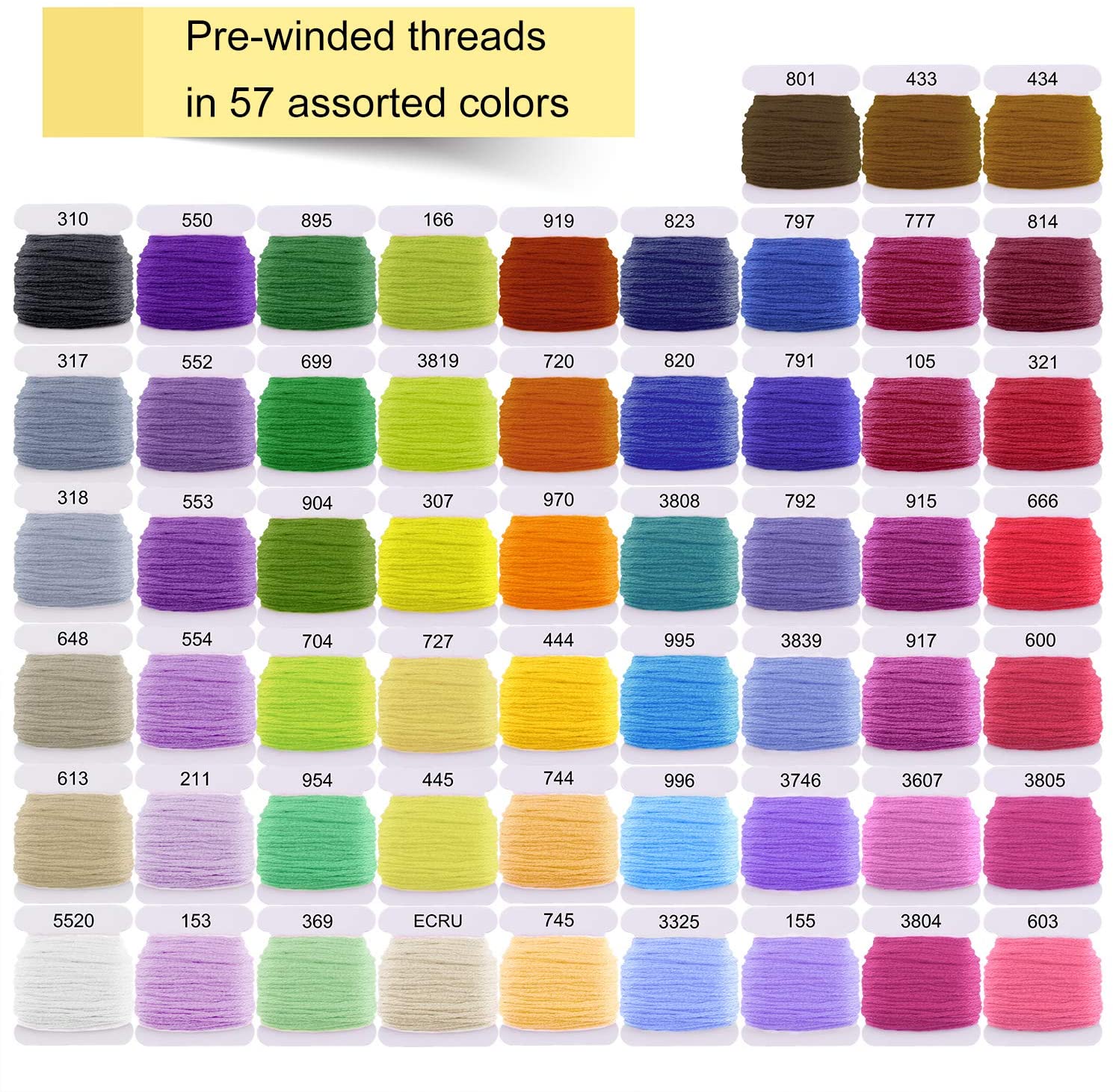 MIAHART 158 Pcs Embroidery Floss 57 Color Embroidery Threads and Cross Stitch Tool Kits for Friendship Bracelet String Making with Organizer Box - Image 3