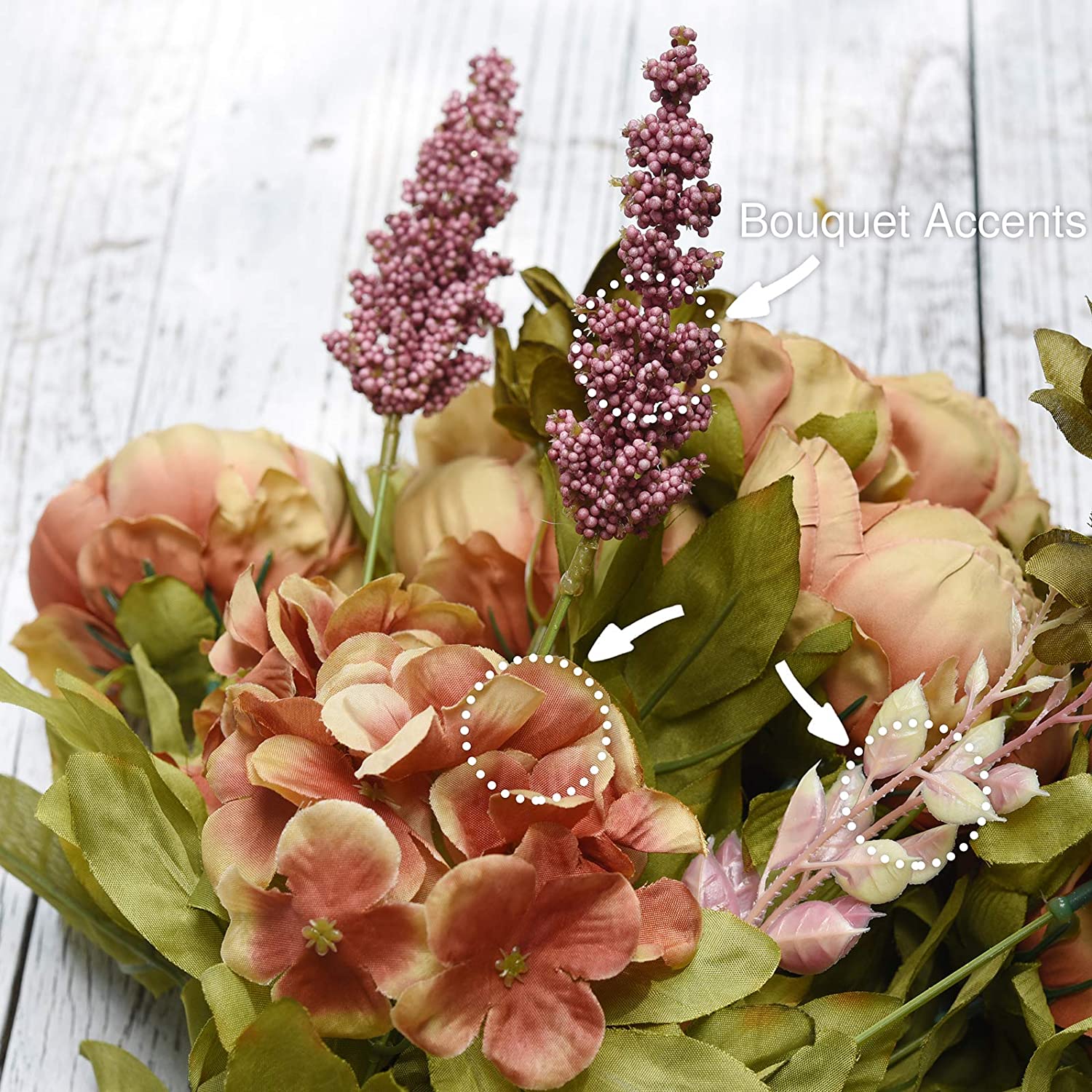FiveSeasonStuff 2 Bouquet of Peony Silk Artificial Flowers and Hydrangeas/Perfect for Wedding Bridal, Party, Home - Image 3