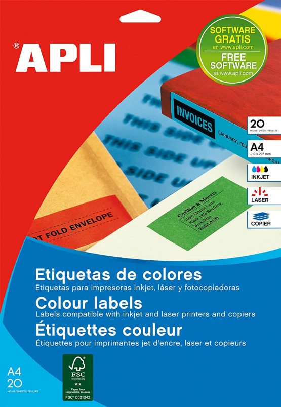 APLI 12992 Permanent Blue Labels 105.0 x 148.0 mm 20 Sheets