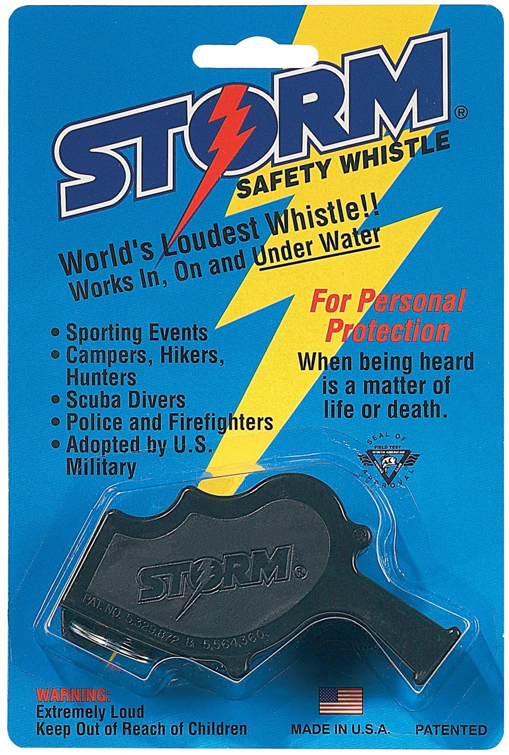 Storm Safety Whistle on Blister Card, Orange, 46 (EU)