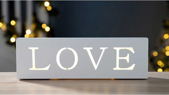WeRChristmas Pre-Lit LED Love Sign Christmas Decoration, Wood, 38 cm - White - Image 4