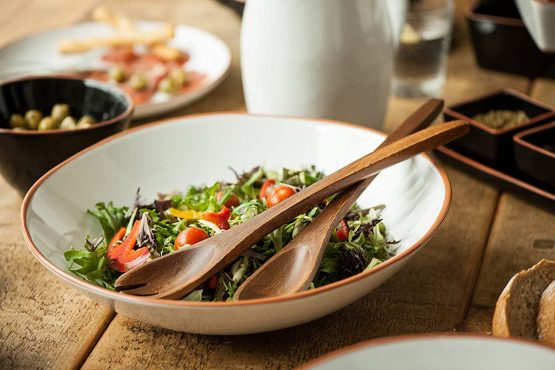 Premier Housewares 1104585 Acacia Wood Salad Servers Salad Bowl & Servers Set of 2 Wooden Tongs Small Wooden Spoon Wooden Salad Forks 35 cm x 5 cm x 2 cm, Brown - Image 4