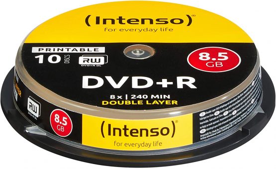 Intenso 4381142 DVD+R 8x Duel Layer Printable 10 Pack Cakebox