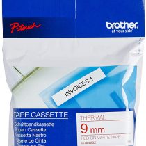 Brother M-K222BZ Labelling Tape Cassette, Red on White, 9 mm (W) x 8 m (L), Brother Genuine Supplies
