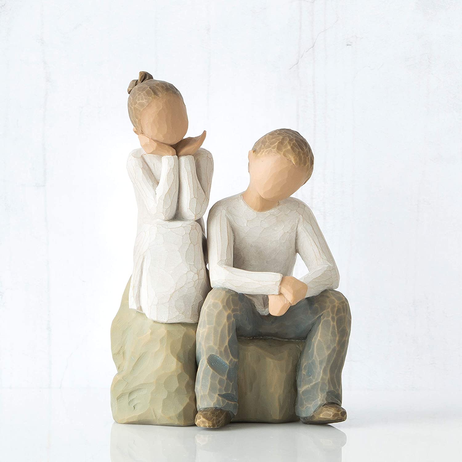 Willow Tree Brother And Sister Figurine, White, Cream, Blue, height 14cm - Image 2