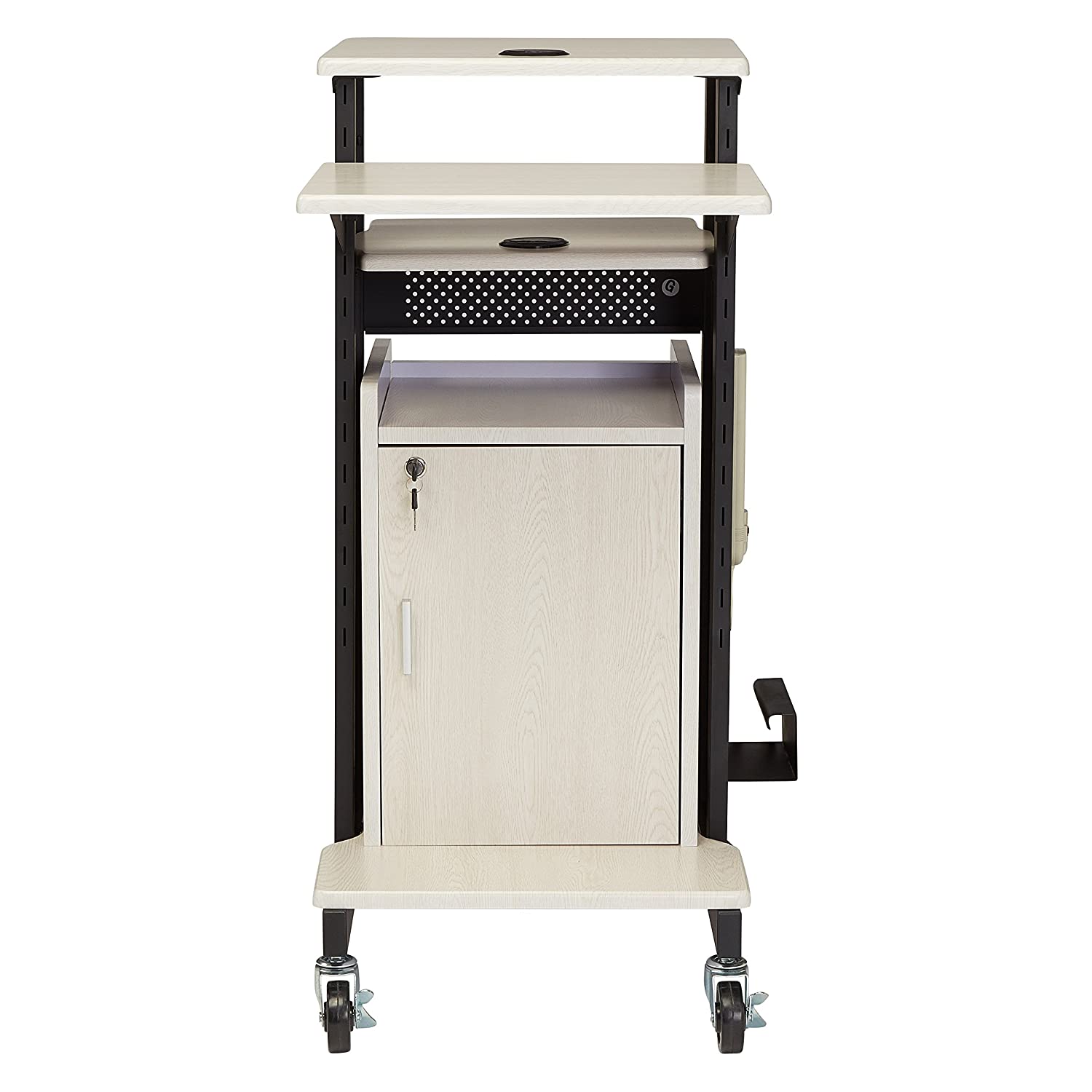Oklahoma Sound PRC-250 Deluxe Presentation Cart, 30" Length x 18" Width x 40.5" Height, Ivory Woodgrain - Image 4