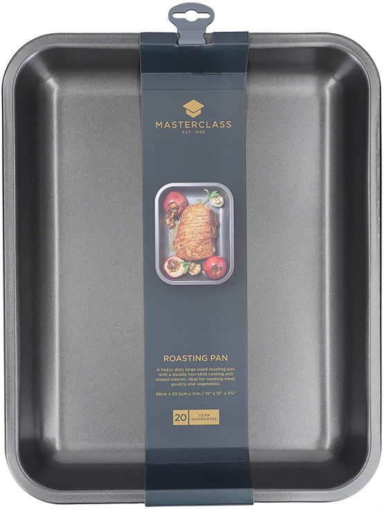 MasterClass 38 x 30.5 cm Roasting Tin with PFOA Free Non Stick, Robust 1 mm Thick Carbon Steel Sloped Open Roaster Tray - Image 3