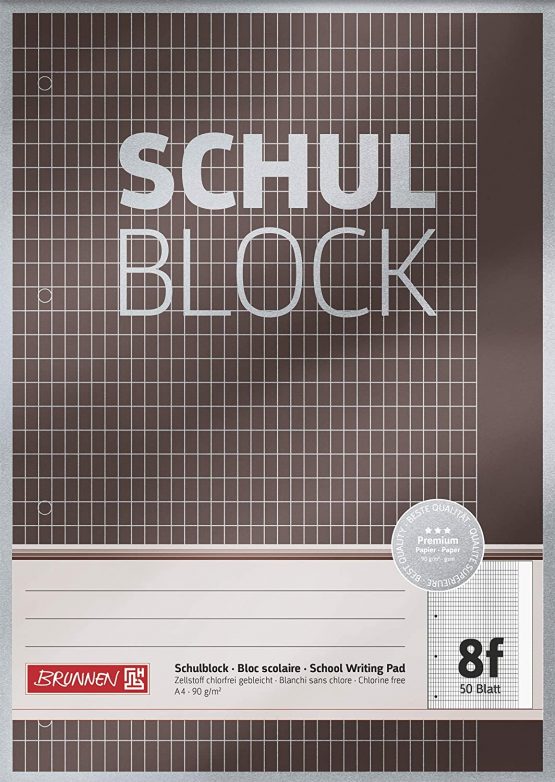 Brunnen 1052608 School Pad/Notepad A4 50 Sheets 5 x 7 mm Top-Glued Punched Graph Paper with Margin Line Style 8F 90 g/m² - Image 2