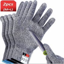 2Pair(M+L) Sunwuun Cut Resistant Gloves Work Gloves Level 5 Working Safety Glove Man Cut Proof Gloves for Kitchen Butcher Outdoor Work Protective Hands