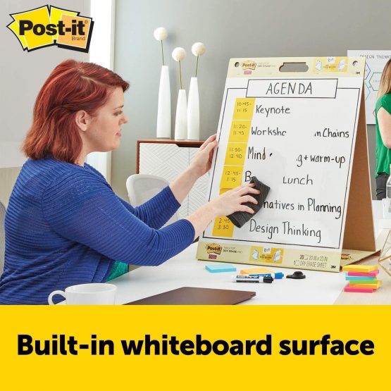 Post-it, Table Flip chart with 20 Self-Adhesive Sheets, Whiteboard for Meeting Notes, Meeting Chart with Blank Pages, Two in One Flipchart Portable Easel and Dry Erase Board in size 50 x 58 cm - Image 2