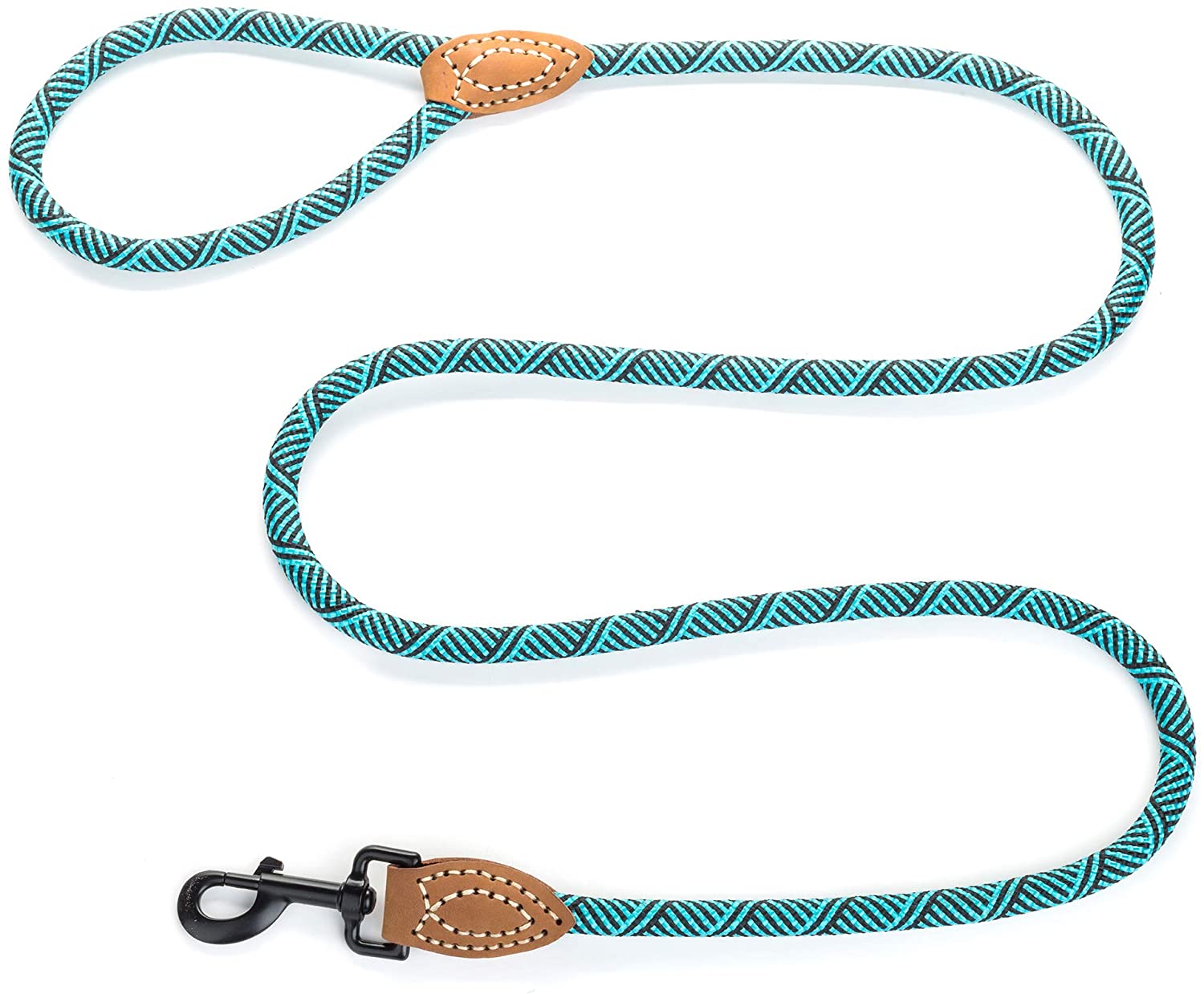Mile High Life Rope Leash with Genuine Leather Connection, 6 FT/5 FT/4 FT, Heavy Duty Leash for Medium & Large Dogs(Green,48 Inch-1/2") - Image 2