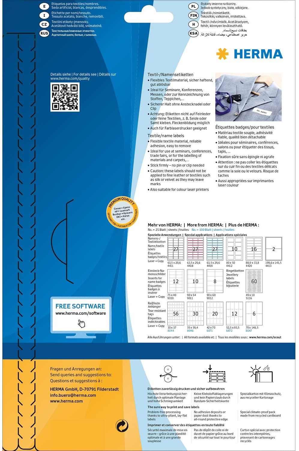 HERMA Self Adhesive Clothing Labels, 16 Labels per A4 Sheet, 20 Sheets, 88.9 x 33.8 mm, 320 Labels - Image 4