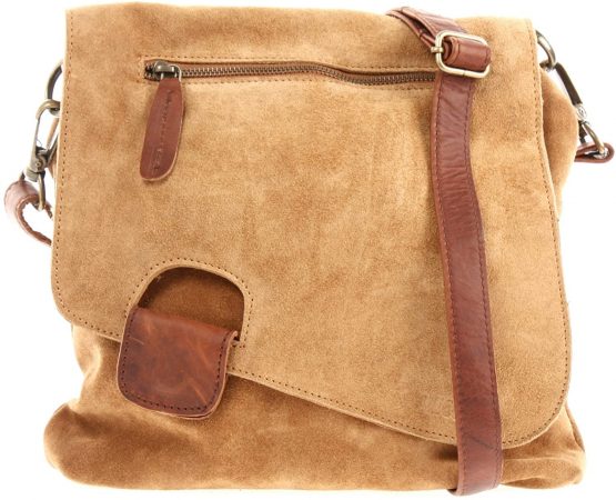 LECONI Shoulder Bag Suede + Genuine Cow Leather Used-Look Vintage Women + Men Handbag Leisure Cross-Body Handbag 29x29x6cm LE3027