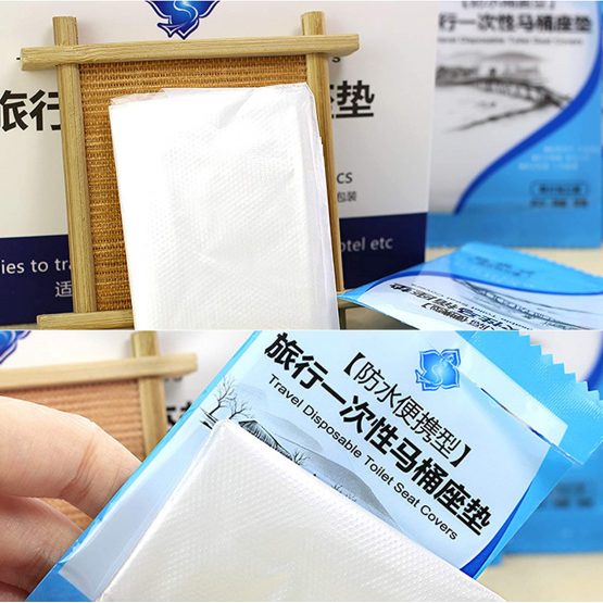 Schneespitze 50 Pcs Disposable Plastic Toilet Seat,Travel Waterproof Toilet Seat Covers Waterproof Antimicrobial Maternal Disposable Toilet Seat Cover - Image 4